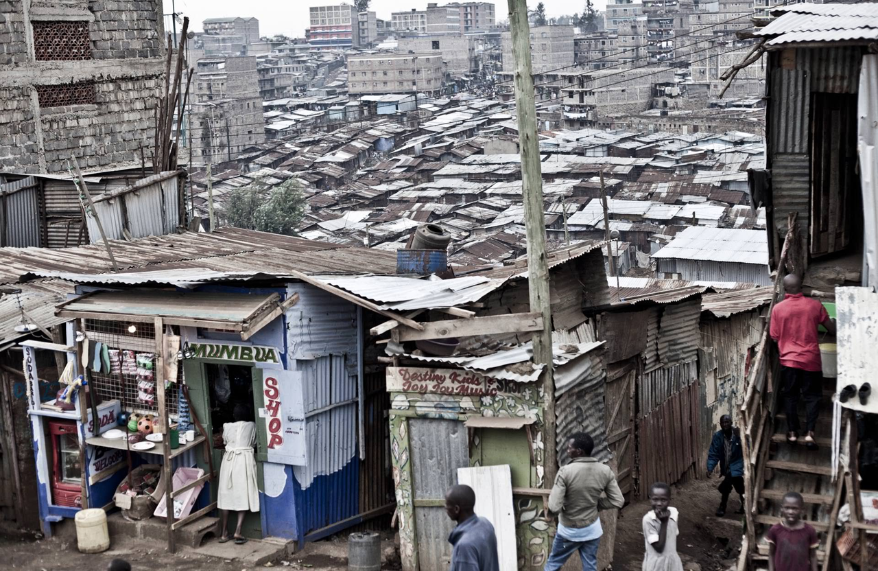 Overview of Mathare, a collection of slums in Nairobi 