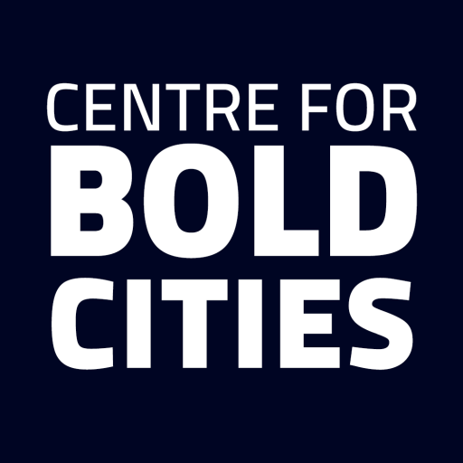 logo of the centre for bold cities: a dark blue background with white letters